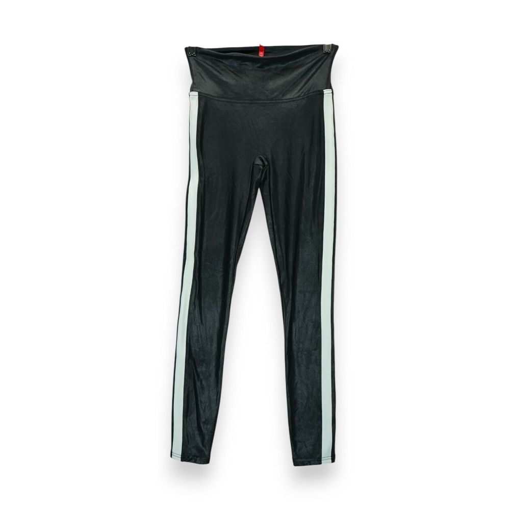 SPANX Faux Leather White Side Stripe Shaping Slimming Leggings Size‎ Small